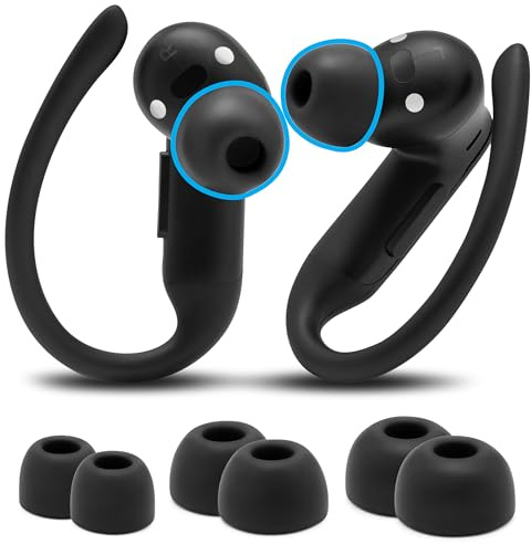 WC TipZ Powerbeats Pro 2 - Puntas de Espuma para Beats Powerbeats Pro 2 | Por Wicked Cushions | Comodidad mejorada, ajuste seguro y aislamiento de ruido | Black