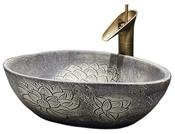 MENGLI-2024 Lavabo de Salle de Bain en céramique avec Robinet et bonde de vidage, 51 x 38 x 15 cm Lavabo sur Pied