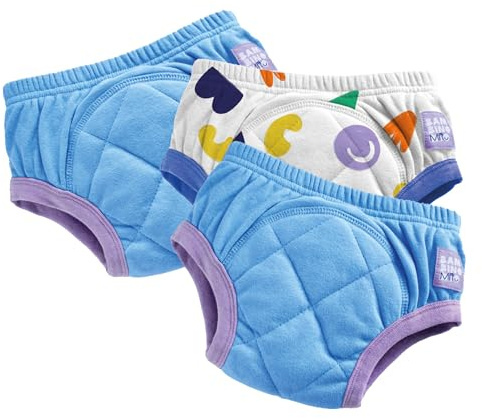 Bambino Mio (3 Pack) Training Pants for Toddlers Reusable Cloth Potty Training Underwear, 2-3 Years, Blue Pop Boy, Baby and Toddler, Boys and Girls with Cross-Stitch