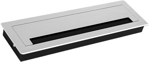 Passacavo rettangolare in metallo per scrivania da ufficio con foro per cavo spazzola