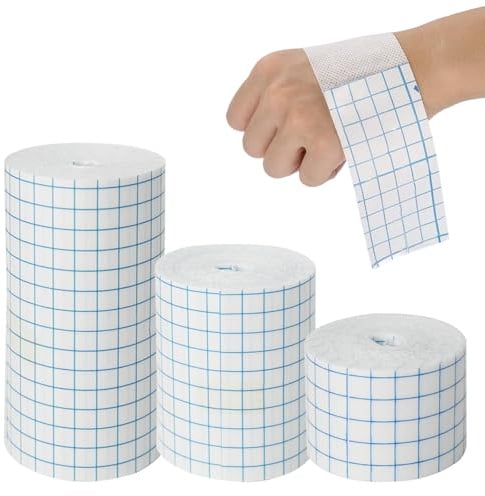3 Rollen Medizinisches Tape,10 cm x 10 m + 15 cm x 10 m + 5 cm x 10 m Fixierpflaster Rolle,Medizinisches Klebeband(3 Größen,Wasserdichter Bandage Für Rücken Schulter Arme Handgelenke)