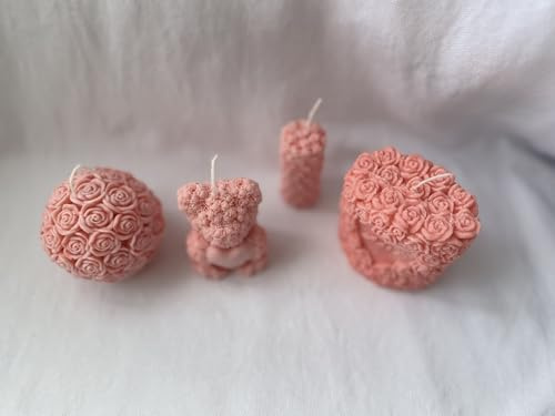 Handmade Decorative Candle Set – Rose & Teddy Bear Design, Perfect for Gifts and Home Decor