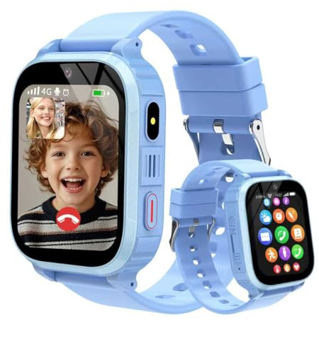 Tzzulsx 4G Kids Smart Watch GPS Tracker IP68 Video Call SOS for 4-12Y