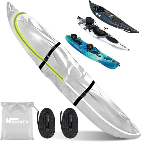 Kayak Cover 600D Waterproof UV Protection Heavy Duty Full Canoe Cover | for Indoor/Outdoor Kayak/Canoe/Paddle Board with Storage Bag Kayak Covers for Outdoor Storage