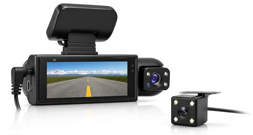 NLIGHTING Dash Cam Auto Specchietto Retrovisore con Telecamera Anteriore e Posteriore, Videocamera per Auto Display IPS 3,16, Angolo 140°, Registrazione Continua, Supporto Micro SD 128GB