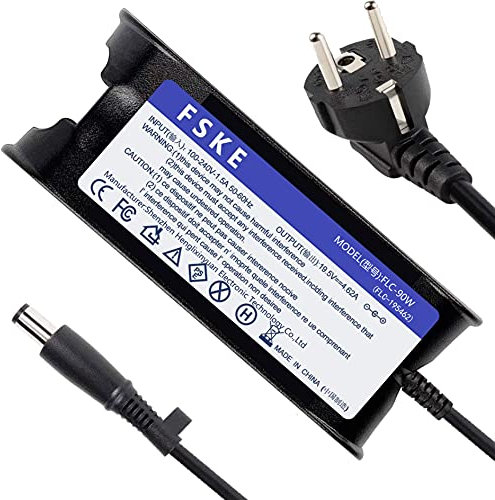 FSKE® 19.5V 4.62A 90W Alimentation Chargeur Ordinateur Portable pour Dell XPS 13 Inspiron 15 17 13 AC Adaptateur, Dell Latitude e5420 6000 D630 15 5000 6320 Notebook Adapter 7.4 * 5.0mm