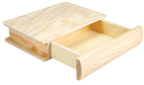 MegaCrea DIY Boite en Bois en Forme Livre 14,5 x 19 x 4 cm