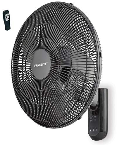 Fanelite - Ventilateur mural W1860-R PG - Diamètre 45 cm - 3 vitesses - Avec télécommande - Minuterie - Grille et hélice plastiques - Oscillant ou fixe - Installation facile - Silencieux