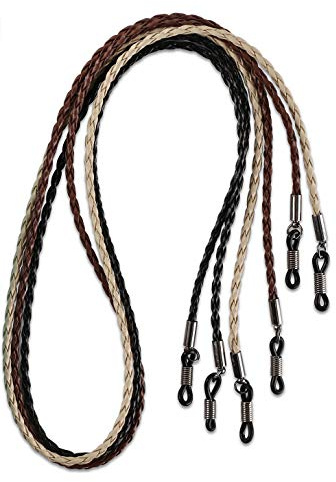 Avitron HANGIT, Elegant Eyeglass, Sunglass Strap-Chain- Retainer Braided, Sports Band, 3 Pack - PU Leather For Men Women By HANGIT (beige black brown)