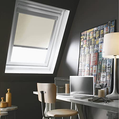 MADECOSTORE Store de Toit occultant Cadre alu Compatible VELUX® - Beige - L38 x HC02/C04