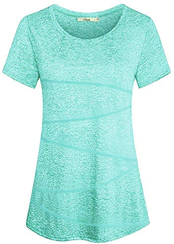 iClosam Sport Oberteile Damen Sportshirt Damen Locker Sporttop Pilates Kleidung Fitness Atmungsaktiv T-Shirt