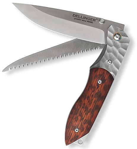DELLINGER Wilderer M390 Taschenmesser mit Bügelsäge & Klappmesser & Pulverstahlmesser & Outdoor Pulverstahlmesser Folder Knife 9 cm Klinge