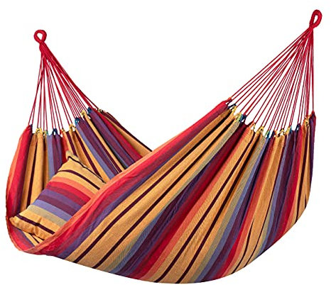 Tropilex Südamerikanische Hängematte Doppel | Handgefertigt | Fairtrade | 'Rainbow' Double | Flexibel & Belastbar | Perfekt für den Garten, Camping und auf Reisen geeignet