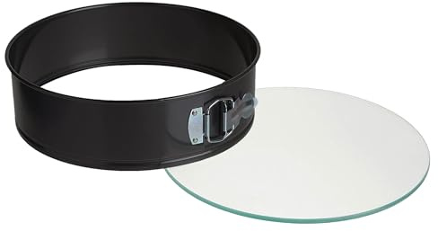 Bergner CH1759 Runde Kuchenform Ø 28 x 7,5 cm aus Kohlenstoffstahl, Schwarz/transparent
