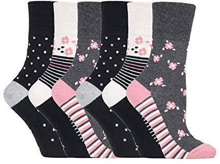 6 Pairs of Sock Shop Everyday Gentle Grip Socks Ladies 4-8 See Multi Variations and Designs (6 X RH217)