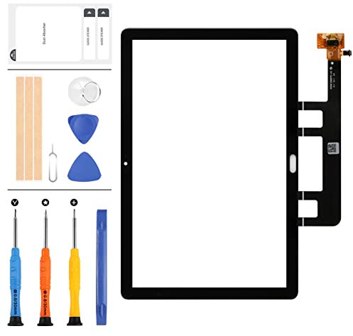 Pantalla de Repuesto para Huawei MediaPad M5 Lite LTE 10 BAH2-L09 BAH2-L09C Bach2-L09C Bach2-L09C Bach2-W19C Sensor digitalizador de táctil Kit de Piezas de Lente de Panel de Cristal Completo (Negro)