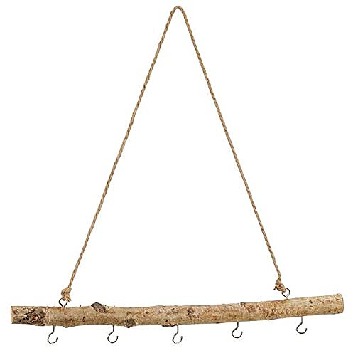 MACOSA CP52308 Deko-AST Birkenholz mit Haken zum hängen Hängeast Holzstange Fensterdeko Holz-Hänger Hängezweig Hängedeko Landhaus Zweig Dekohänger