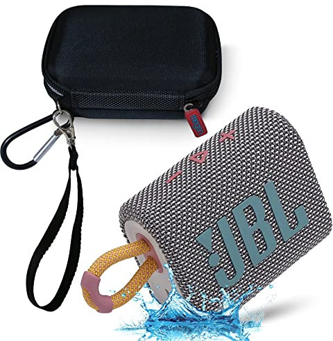JBL GO 3 Waterproof Ultra Portable Bluetooth Speaker Bundle with Megen Hardshell Case (Gray)