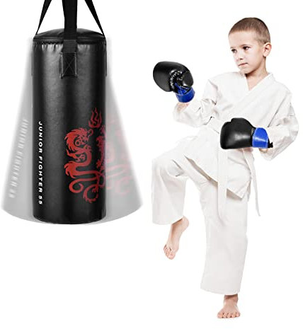 GYMAX Kinder Boxsack-Set mit Boxsack 10 kg, Sandsack mit 8 oz Boxhandschuhen, Springseil & Tragetasche, gefüllt & hängend Box-Set 60 cm, ab 3 Jahren, für Kickboxen, MMA, Muay Thai, Boxen