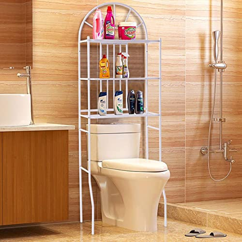 Badezimmerregal-Halterung über der Toilette, Halterung für Waschmaschine, 3-lagiges Regal, geeignet für Toilettenhalter, Balkon-Organizer,Möbel Toilettenregal (65 * 34 * 177cm (weiß))