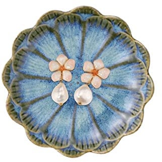 Ceramic Trinket Dish Ring Dish for Jewellery, Trinket Tray Jewelry Plate Dish for Rings, Earrings, Necklace, Gifts for Women Birthday Wedding Engagement Gift, Blue