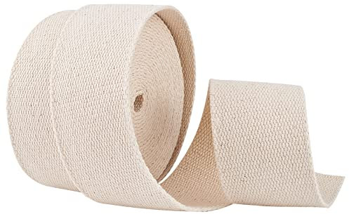 BENECREAT 5 m/5.5 Yard Baumwoll-Twill-Band, 5 cm/2 Zoll Breites Beiges Gurtband Rolle Fischgrät Taschengurt Für Verschönerung Handwerk Nähen Heimdekoration