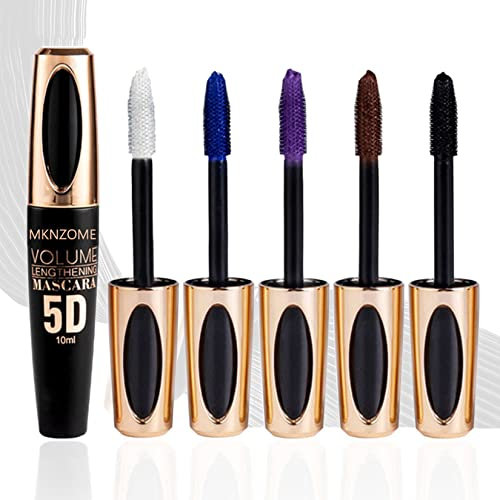 MKNZOME Mascara Coloré 5 Couleurs Waterproof Longue Tenue - Fibre de Soie 4D Maquillage Yeux Femme pour Halloween, Noël, Fête d'Anniversaire