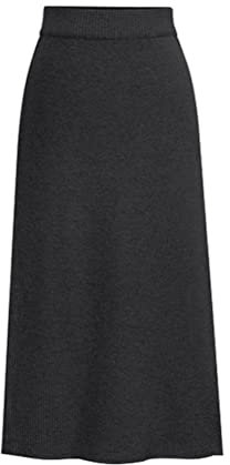 seiveini Strickrock Damen Lang Elegant Bleistift Rock mit Schlitz Stretch Winter Röcke Bodycon Midirock Freizeitrock A Dunkelgrau M