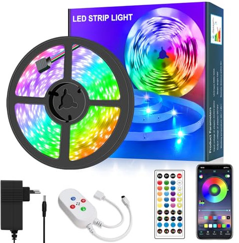 segrass Led Strip 9m, Led Streifen mit Fernbedienung/App, Led Kette Band Musik Sync,Rgb Led Strip 10m Selbstklebend Beleuchtung Leds für Lichtband Leiste für Schlafzimmer,Party,Küche,Schmücken
