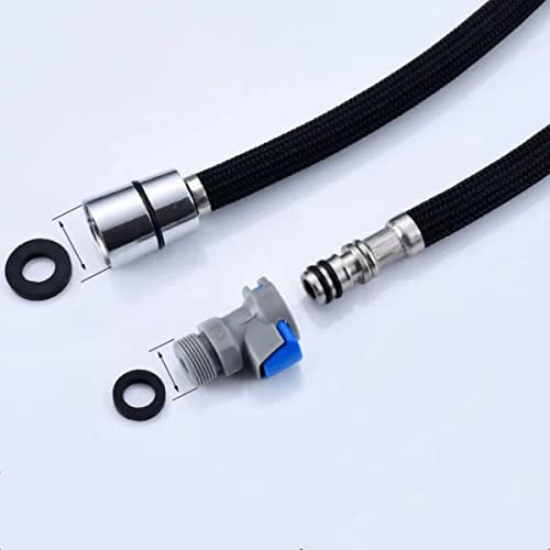 F1/2 M15 * 1 Tubo Flessibile di Ricambio per Rubinetto Estraibile a Connessione Rapida in Nylon Grigio/Nero - Doccia da 150 cm - Accessori da Cucina