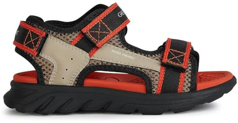 Geox Boys' J Airadyum BoSandal Sandal, Dk Beige Red, 2.5 UK