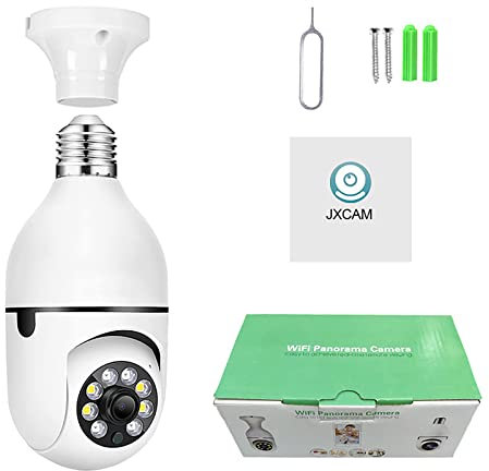 Light Bulb Security Camera 2. 4GHz WiFi Wireless Cameras 355 Degree View Bulb Camera for Home Security with Motion Detection Two Way Audio into E27 Light Bulb Socket