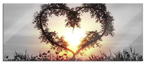 Quadro in vetro Panorama | Murale in vero vetro | Cuore in bambù | 120 x 50 cm | con sospensione e distanziatore