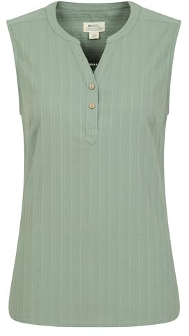 Mountain Warehouse Petra Womens Sleeveless Shirt - 100% Cotton Top, Lightweight Ladies Shirt, Breathable & Machine Washable Blouse - Spring Summer, Travelling Khaki 10