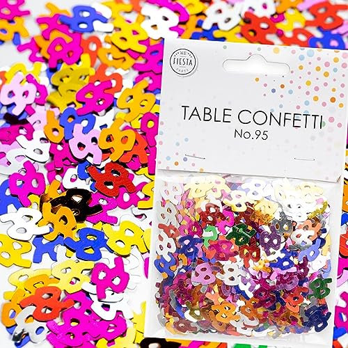 Konfetti Zahl 95 Bunt zum 95. Geburtstag | Deko für Jubiläum und Party | 500 Stück, metallic-bunt, 10mm groß | Zahlenkonfetti Tischkonfetti Tischdeko, Edition: Zahl 95