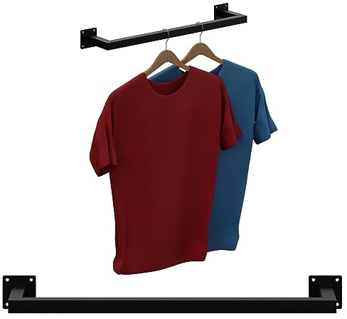 Garderobenstange Kleiderstange Garderobe Halter Kleiderständer Metall Schwarz Wand 60x12cm