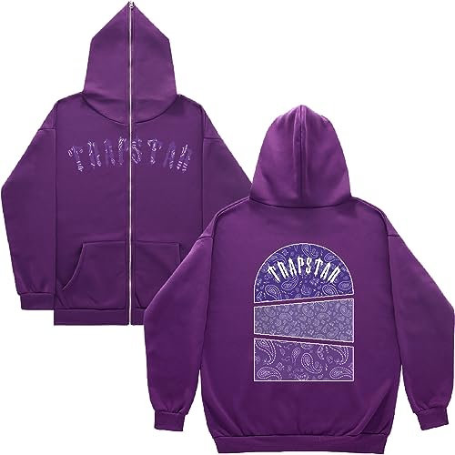 Silver Basic Herren Trapstar Full Zipper Kapuzenpullover Casual Hoodie mit Reißverschluss/Purple/L1