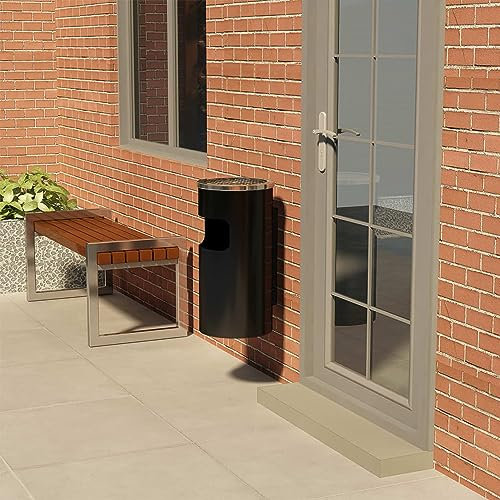 Homgoday Cendrier mural Poubelle Acier Noir 26 L