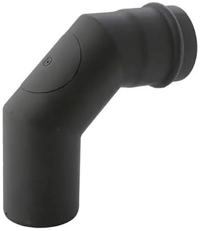 Pelletrohr DN 80mm Pellet Ofenrohr Rauchrohr Pellet Bogen 90°Wandfutter T-Stück Rosette Senotherm Lack Kamin Zubehör mit Dichtung wählbar (Bogen 90° mit Reinigungsöffnung)