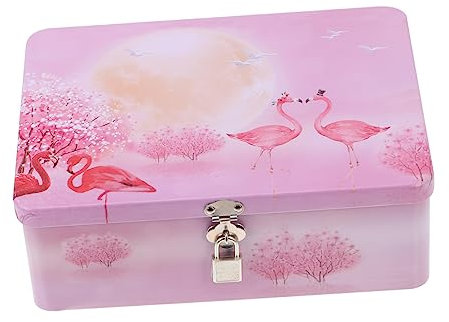 CAXUSD 1 Set Retro Style Lockable Storage Box with Padlock and Keys Decorative Trinket Box for Travel Jewelry and Keepsake Organization Vintage Tin Canister with Lid