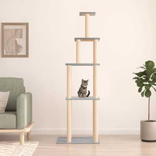 ARKEM Kratzbaum mit Sisal-Kratzsäulen Hellgrau 183 cm Kratzbaum Deckenhoch Kratzbaum Modern