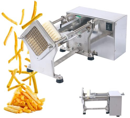 Tagliapatate elettrico, macchina per il taglio di patate commerciale professionale, macchina per patatine fritte automatica, taglio di patate ad alto volume con 3 lame di diverse dimensioni