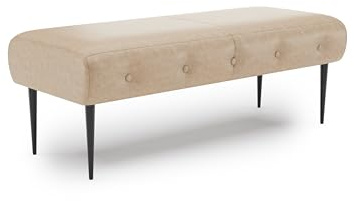CAVADORE Sitzbank Amba, Trendige Polsterbank 2-sitzig für Küche, Esszimmer oder Wohnküche / Küchenbank passend zum 2-Sitzer Amba / 119 x 52 x 54 / Hochwertiges Mikrofaser: Beige