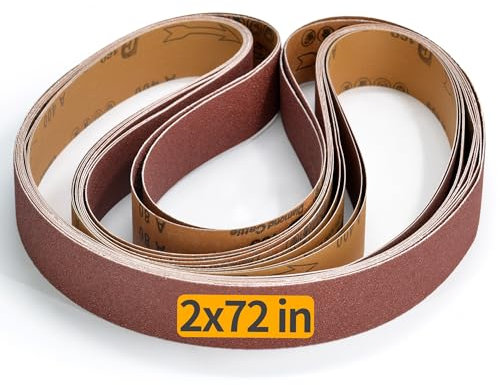 Montemono 10 PCS 2 x 72 Inch Belt Sander Sanding Belts | 51x1829mm Aluminum Oxide Sander Belts 2 Each of 80/120/150/240/400 Grit Belt Sander Paper for Belt Sander