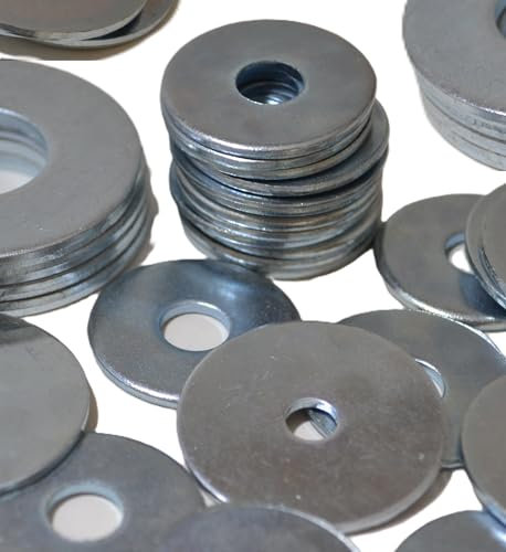 RADSO M5 (5mm x 20mm) Flat Penny Washers - Mudguard Fender Repair Washers - Premium Mild Steel, Zinc Plated DIN 9021 - Inside Hole 5mm, Outside Diameter 20mm - Pack of 100