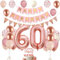 60. Geburtstag Deko Roségold, Luftballon 60. Geburtstag, Geburtstagsdeko 60 Jahr, Mädchen 60 jahre Geburtstag deko, Zahl 60 Luftballons Tortendeko Roségold Weiß Rosa Ballons für Geburtstag Party Deko