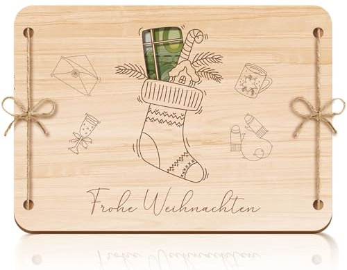 Geldgeschenke Verpackung Weihnachten 14,7 × 10,4 cm, Geldgeschenk Weihnachten Weihnachtskarten Grußkarten Holz, Gutschein Verpackung Geschenkverpackung Konzertkarten, originelle Geschenke Weihnachten