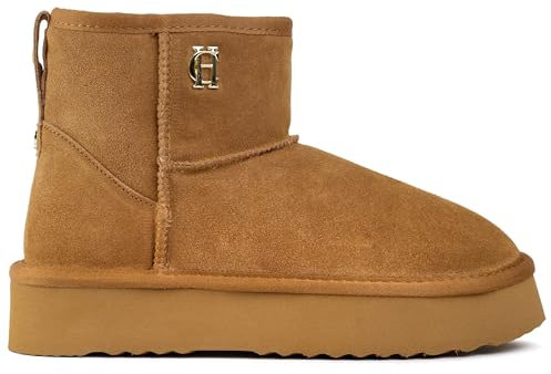 HOLLAND COOPER Damen Shearling Platform Stiefeletten Stiefel Braun 41 EU