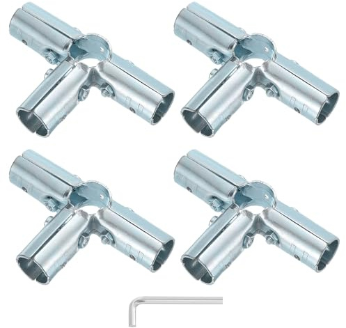 sourcing map 12Pcs Structural Pipe Connector, 4 Way Corner Fitting End Rail Clamps, Metal Joint Chain Link Fence Clamp Fit OD 1 Inch (25mm) Tube for Fence, Shelf Set-Ups