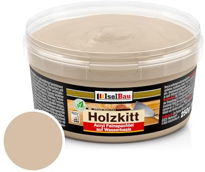 Isolbau Mastic pour bois 250 g - Mastic bois extérieur et intérieur - Mastic de réparation pour bois - Mastic de réparation pour bois - Mastic prêt à l'emploi - Séchage rapide - Chêne foncé (n° 20)